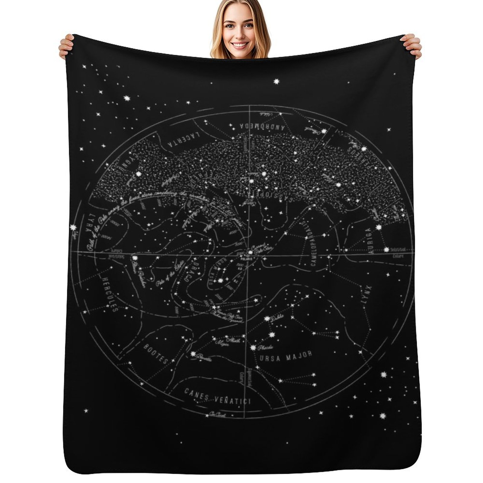Custom Star Map - スターヴィンテージの詳細な1920年代の星図柄スローケット、カスタム観光用ベッドカバー、サマーブランケット
