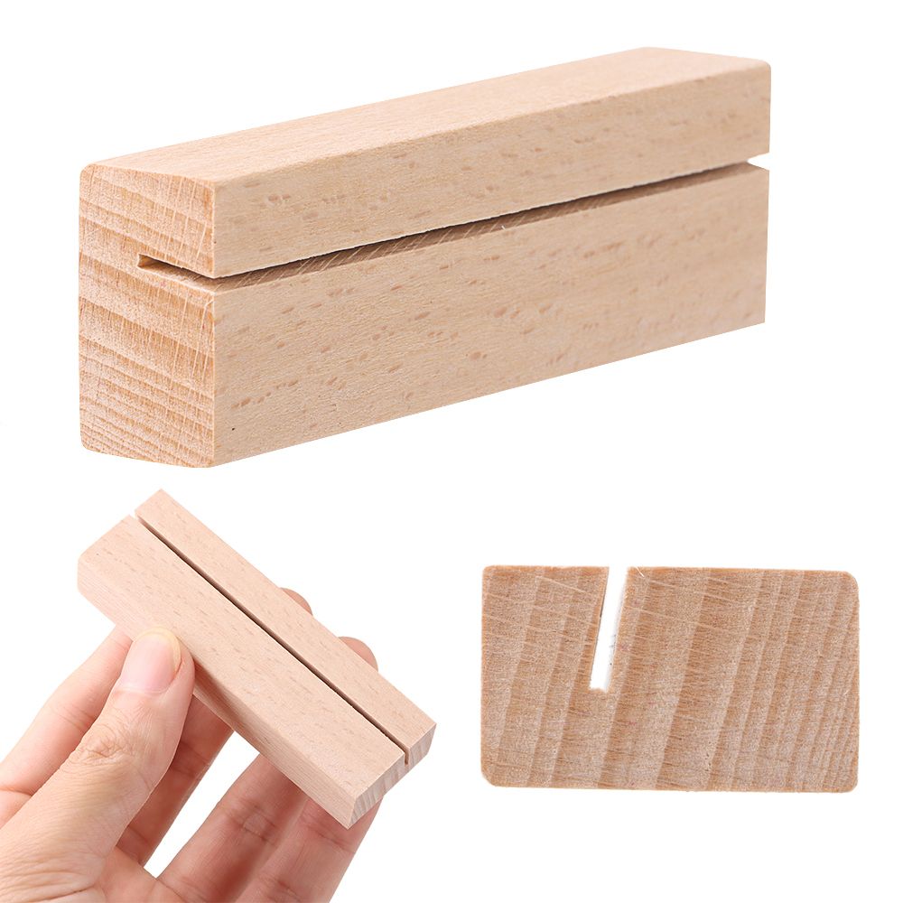 Engraved Wood Frame - 1個の長方形木製カードクリップ画像ホルダーブナフォトスタンド名刺ホルダー手作りメモホルダーホームオフィス