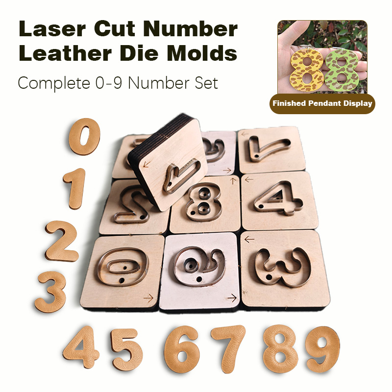 Monogram Keychain Leather - 0-9桁レザーキーホルダークラフトカッティングモールドアルファベット数字ペンダント手作り革製品材料型抜き工具