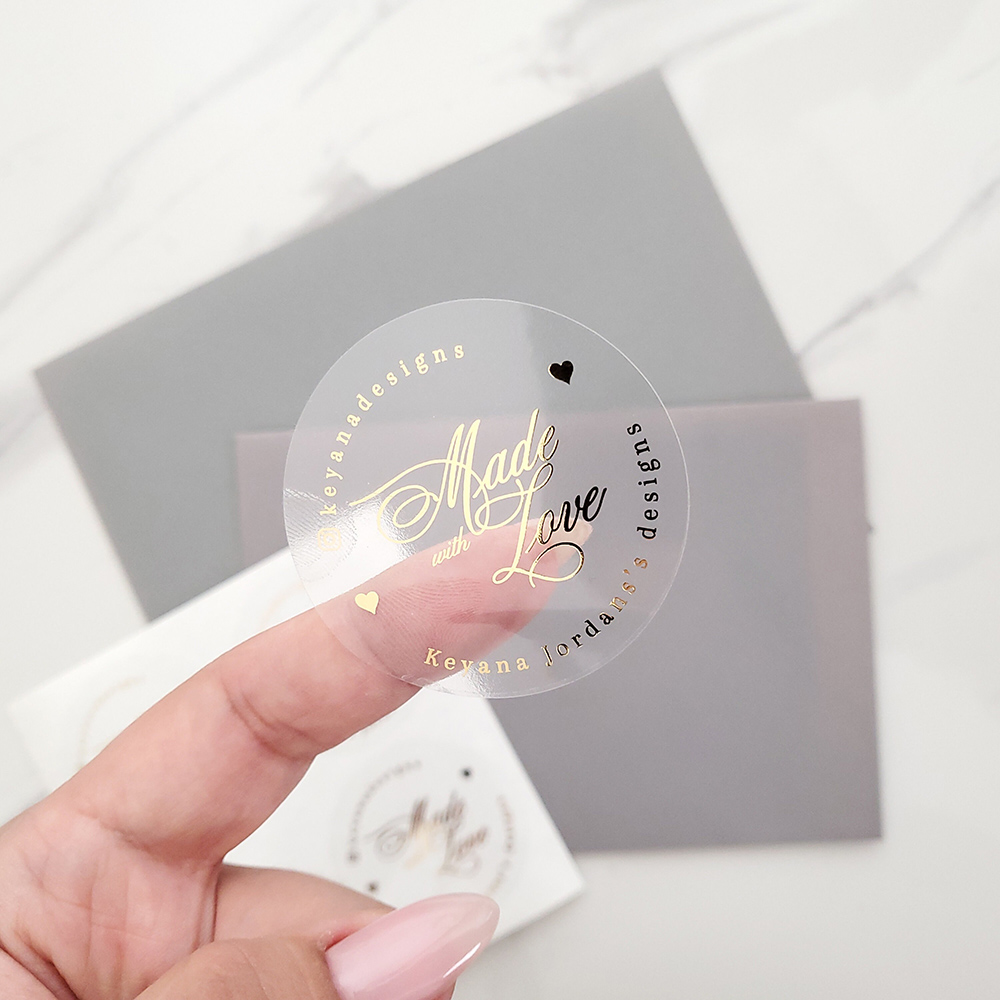Personalised Candle Label - カスタム 50 個ラウンド金箔クリアラベルステッカーウェディングパーティー封筒ギフトバッグキャンドルボックスパッククッキーありがとうステッカー