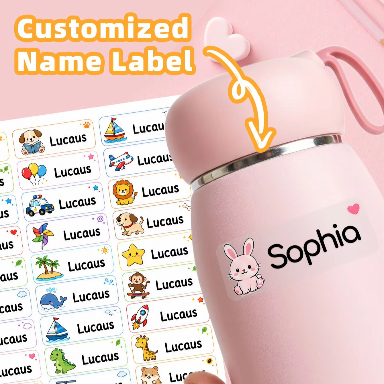 Personalised Candle Label - 1-500枚のカスタム漫画名前ステッカー、スポーツボトル、キャンドル缶、封筒、クラフトバッグ用の防水パーソナライズラベル