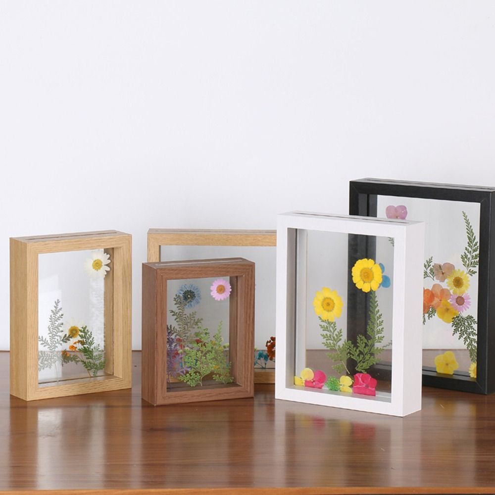Engraved Wood Frame - 木製ガラス葉標本フレーム透明両面写真表示フレーム厚い紙カット額縁家の装飾