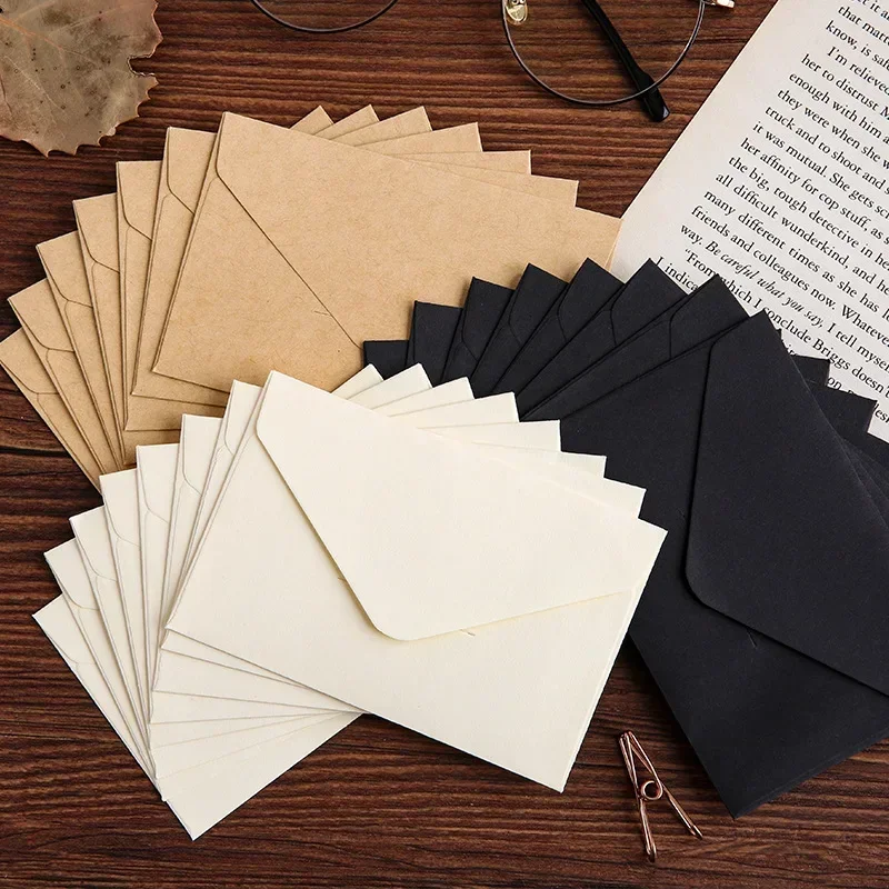 Wax Seal Letter Kit - 20/40/80 個クラシックホワイトブラッククラフト空白ミニ紙窓封筒結婚式招待状封筒ギフト封筒