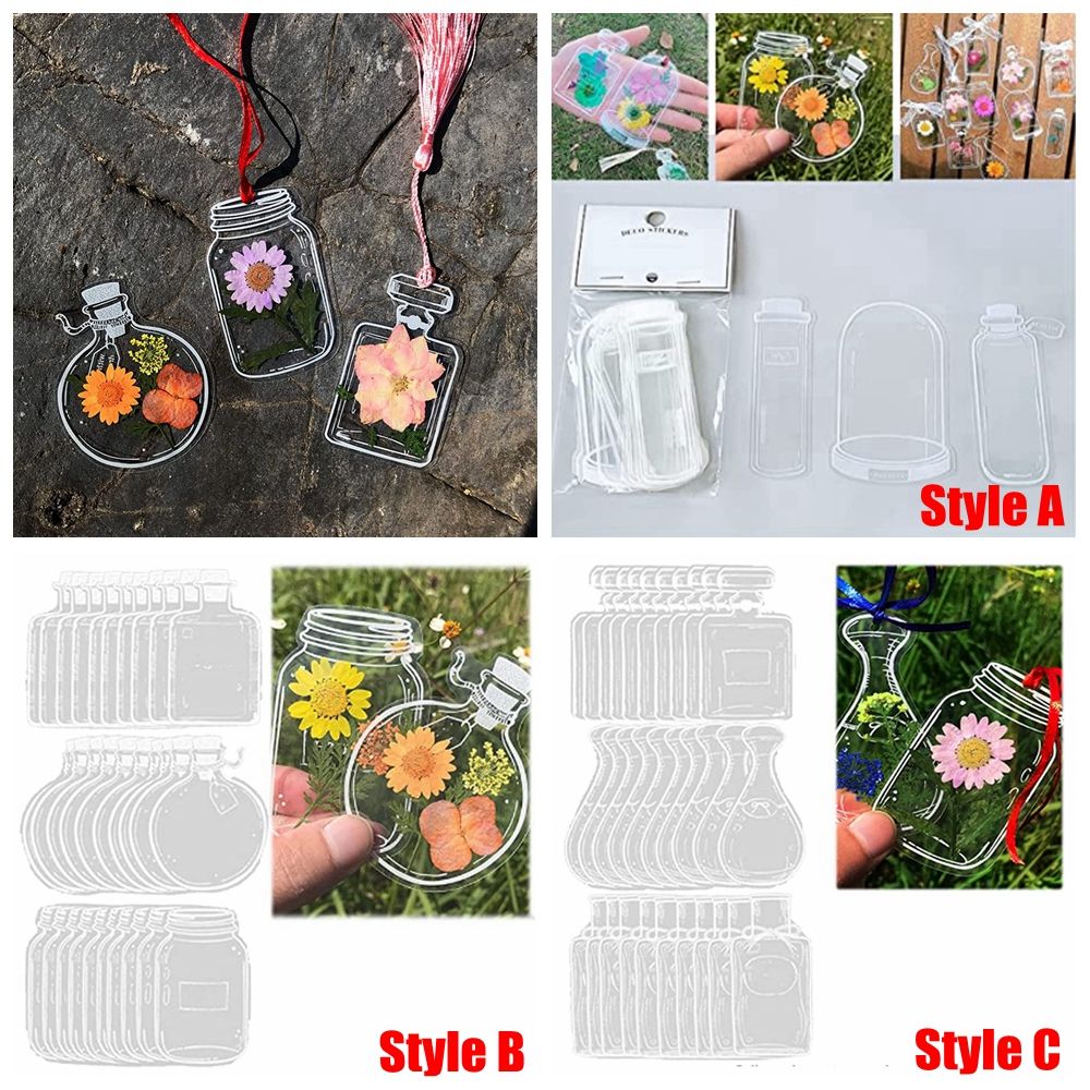透明で乾燥した花の識別ブックマーク、ページクリップ、読書マー - Dried Flower Bookmark のレビューと価格
