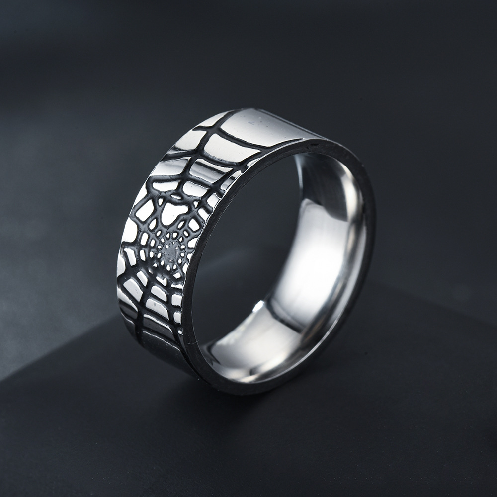 ステンレス鋼シンプルな蜘蛛の巣リングファッションレディースメ - Initial Ring Custom のレビューと価格