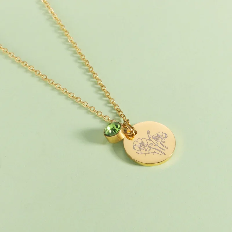 誕生月の花,ステンレス鋼のペンダント,誕生石,ママへのパーソ - Birth Flower Necklace のレビューと価格