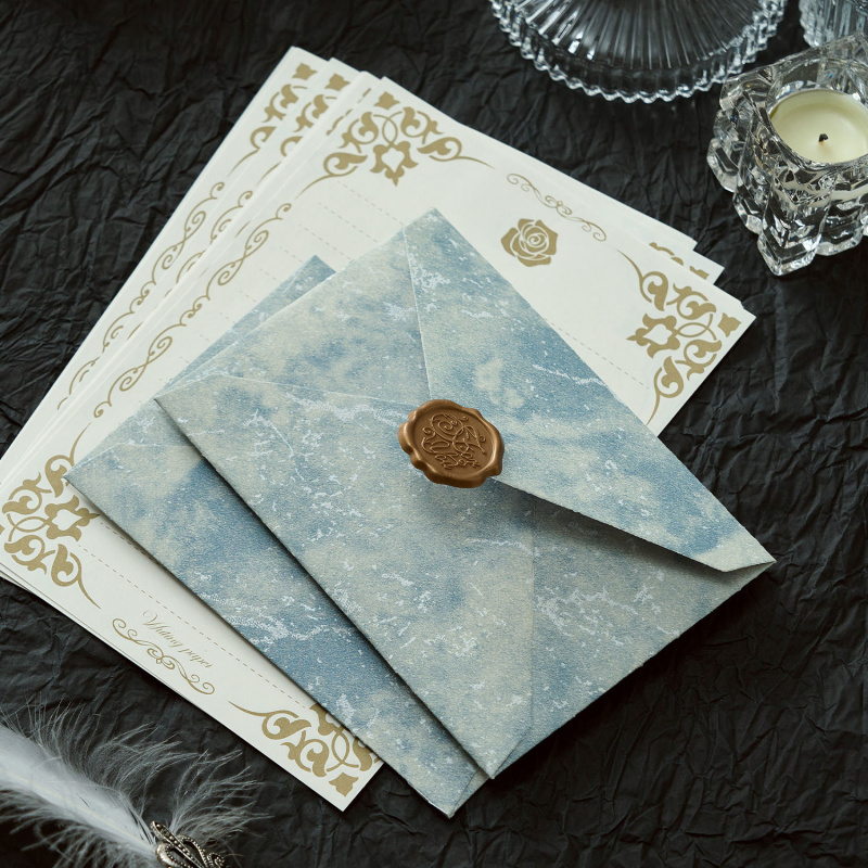 5 個の金色の影封筒チャンネルスタイルテクスチャ封筒手書きラ - Wax Seal Letter Kit のレビューと価格