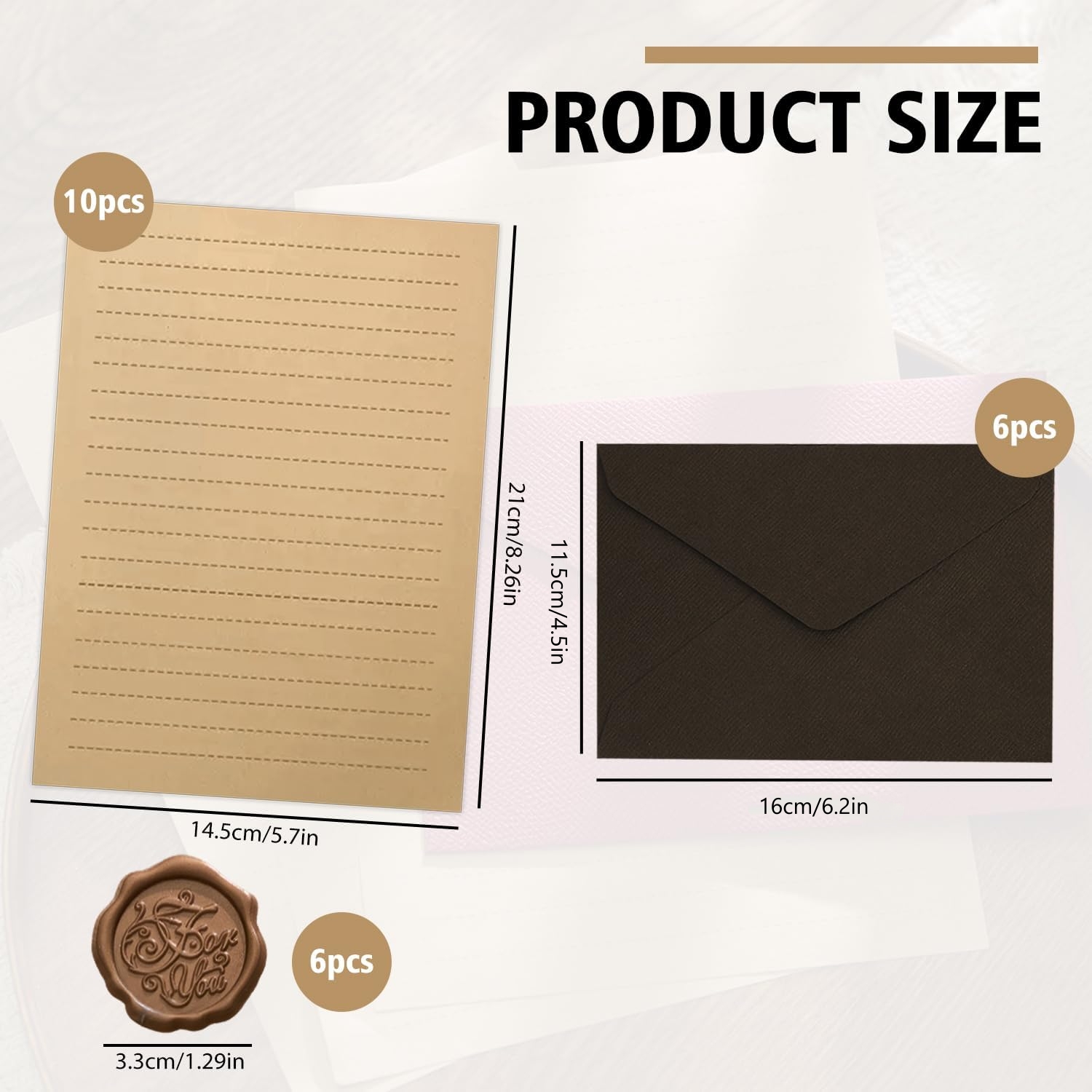 22個入りヴィンテージ筆記用紙セット 10枚のA5クラフト紙 - Wax Seal Letter Kit のレビューと価格