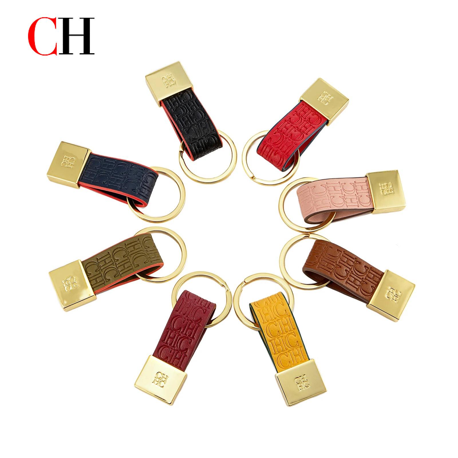 CH エンボス加工モノグラムレザーキーホルダー ゴールドメッ - Monogram Keychain Leather のレビューと価格