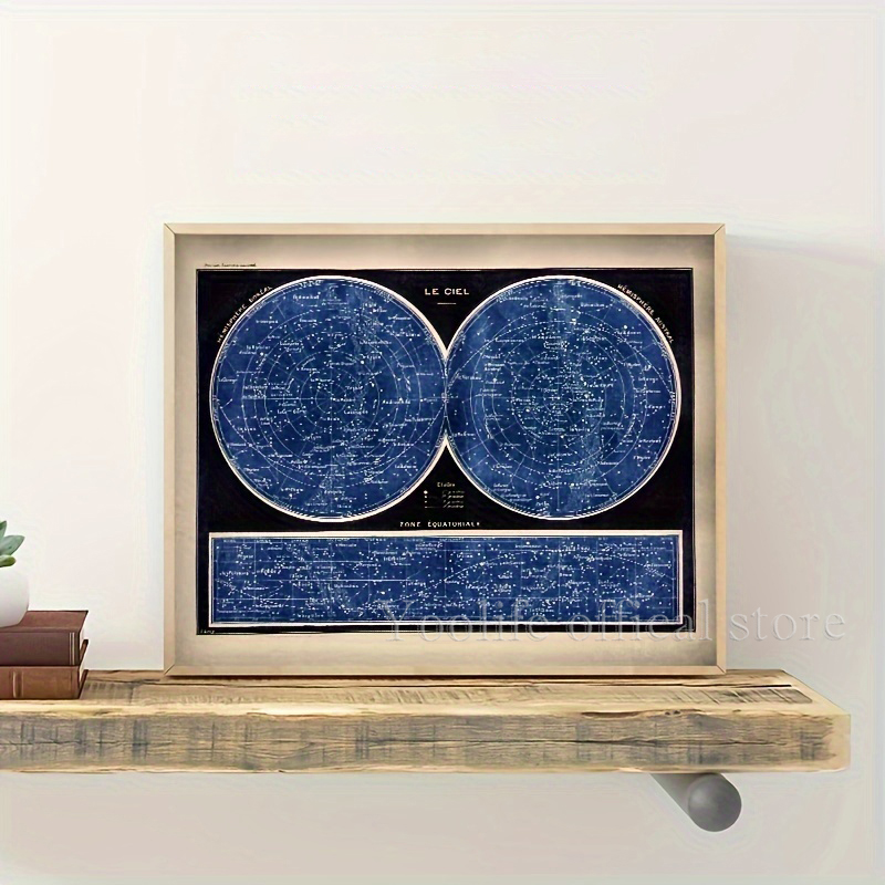 1pc 天球儀マップポスターキャンバス絵画、フランス語バージ - Custom Star Map のレビューと価格