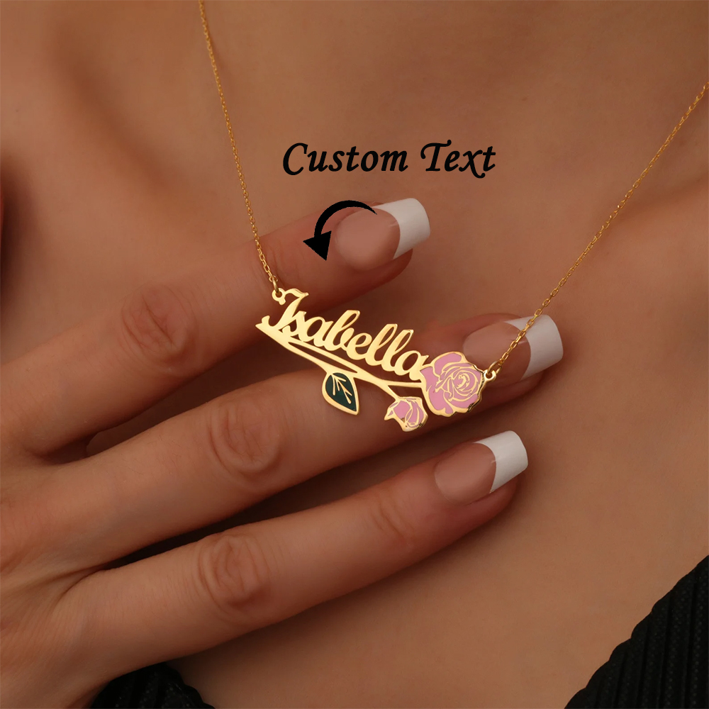 パーソナライズされたカラフルな誕生花名ネックレス女性用カスタ - Name Necklace Custom のレビューと価格