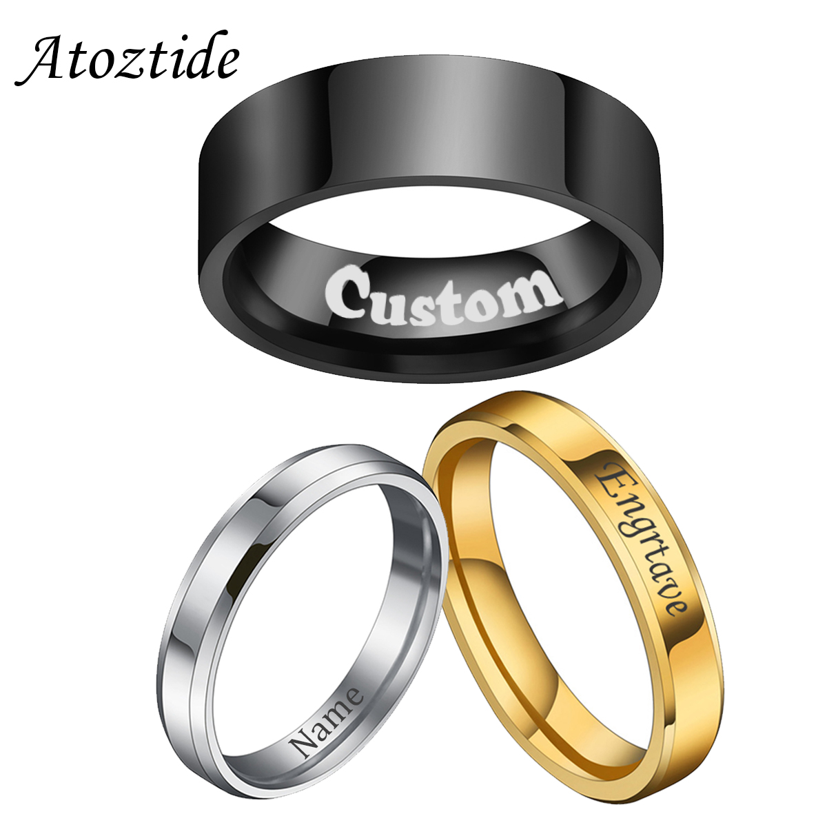 Atoztide 4/6/8ミリメートルパーソナライズ彫刻名 - Initial Ring Custom のレビューと価格