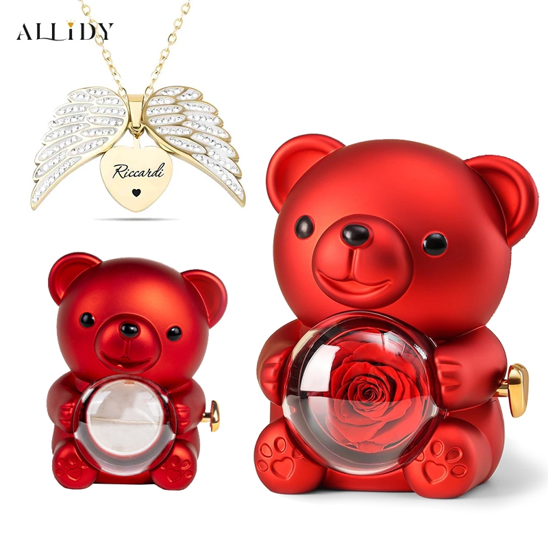 パーソナライズされた天使の羽のネームネックレス、永遠のバラの - Name Necklace Custom のレビューと価格