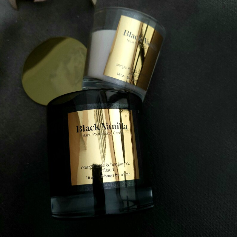 パーソナライズされた光沢のあるゴールドとシルバーのステッカー - Personalised Candle Label のレビューと価格