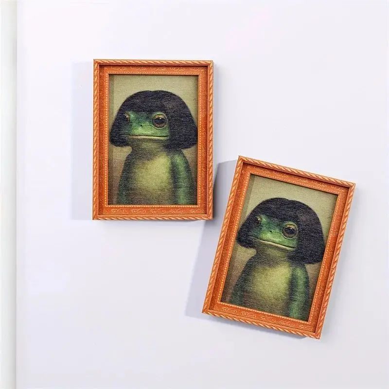 ミニ木製フォトフレームカエル冷蔵庫マグネット面白い緑のカエル - Engraved Wood Frame のレビューと価格