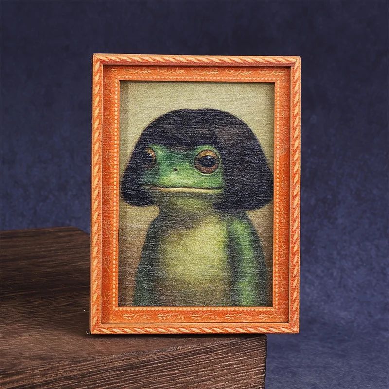 ミニ木製フォトフレームカエル冷蔵庫マグネット面白い緑のカエル - Engraved Wood Frame のレビューと価格