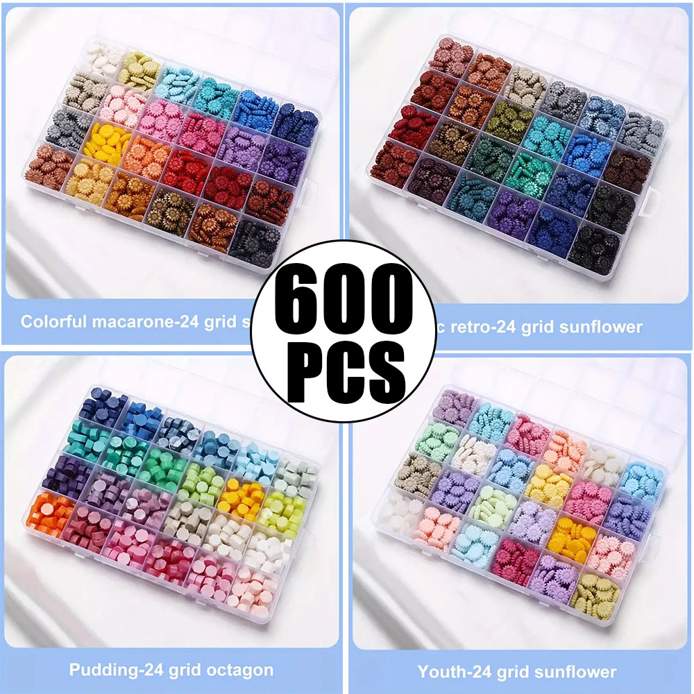 600個入りボックスシーリングワックスビーズ、24グリッド八 - Wax Seal Letter Kit のレビューと価格