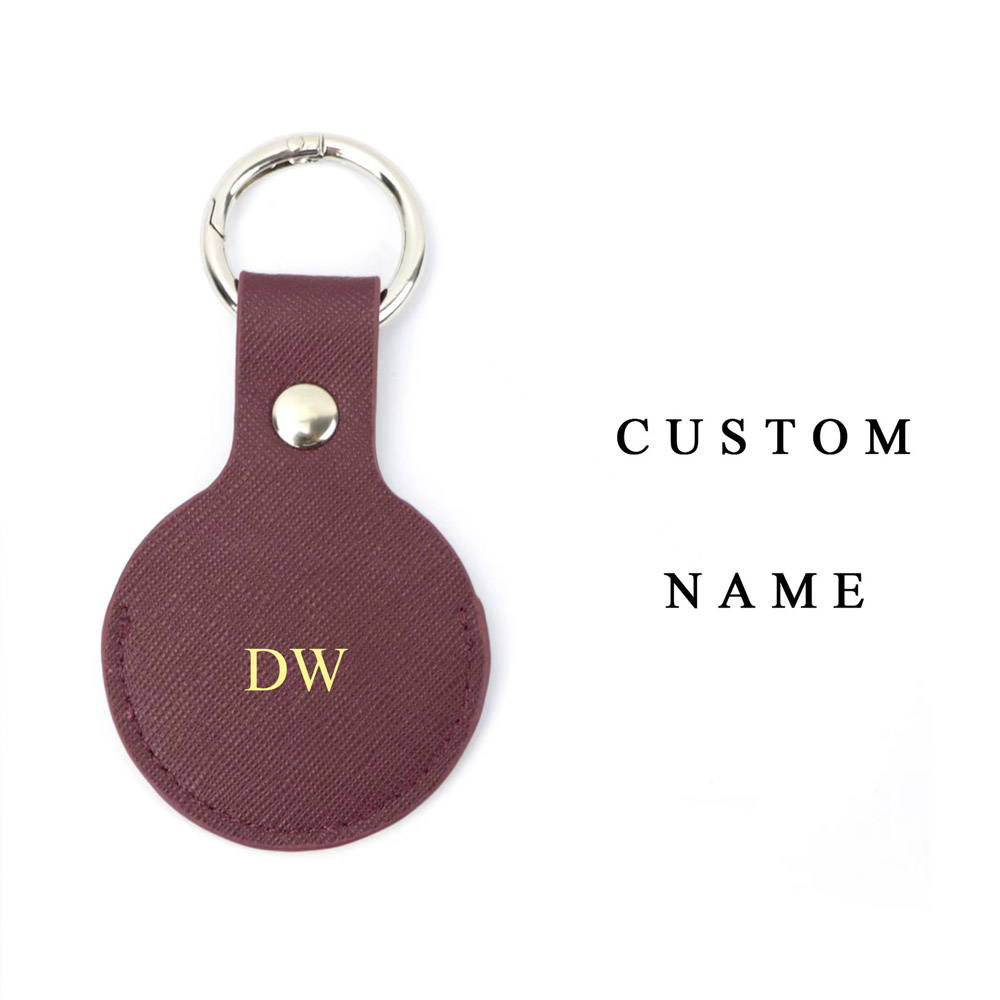 カスタムゴールド頭文字エアタグケース革キーホルダー保護エアタ - Monogram Keychain Leather のレビューと価格