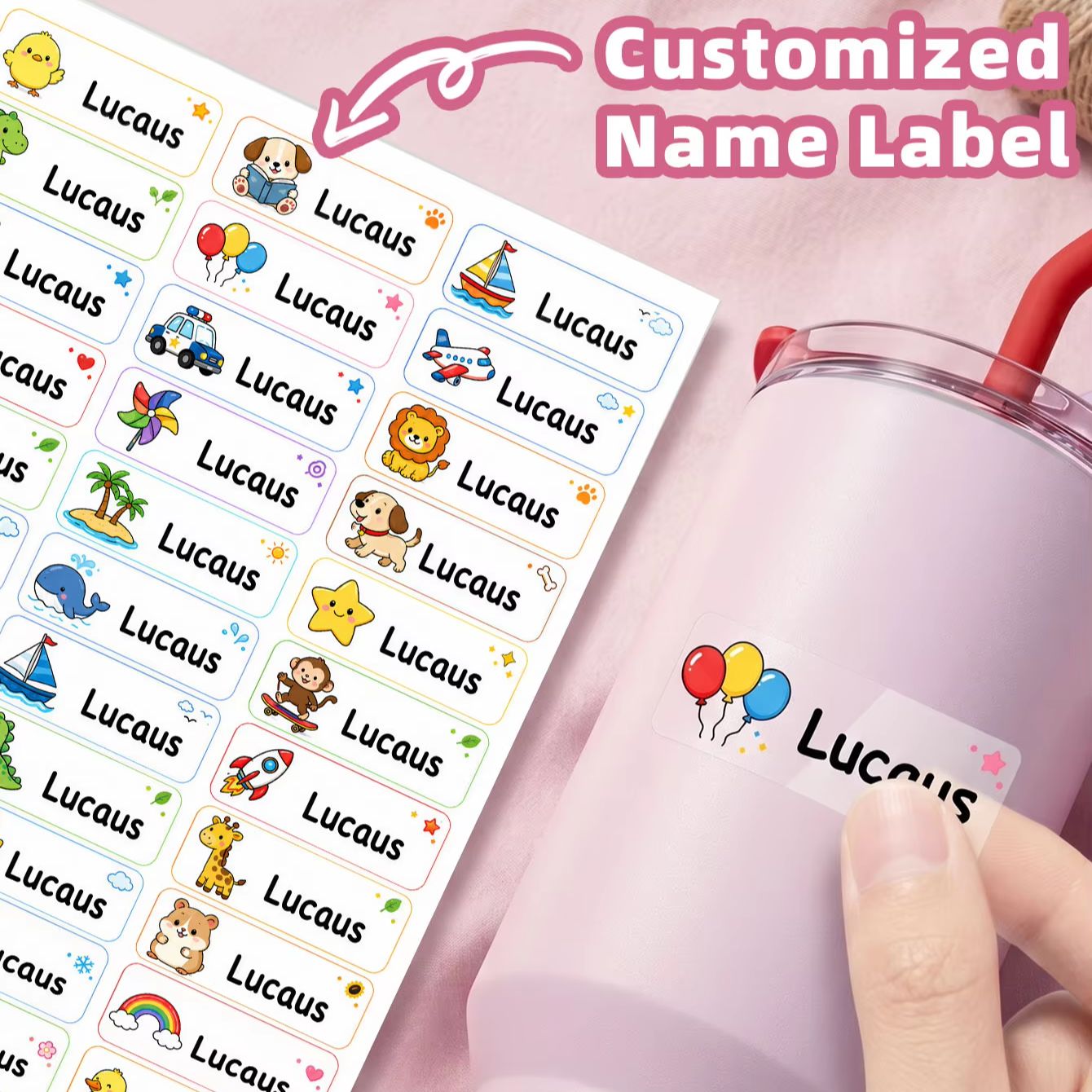 1-500枚のカスタム漫画名前ステッカー、スポーツボトル、キ - Personalised Candle Label のレビューと価格