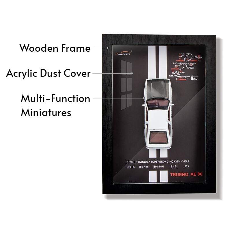 3D木製フォトフレーム 1/32ダイキャストメタルミニチュア - Engraved Wood Frame のレビューと価格