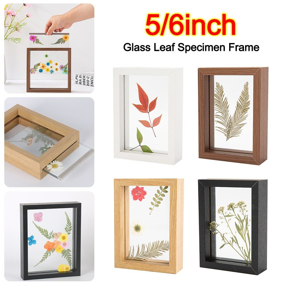 木製ガラス葉標本フレーム透明両面写真表示フレーム厚い紙カット - Engraved Wood Frame のレビューと価格