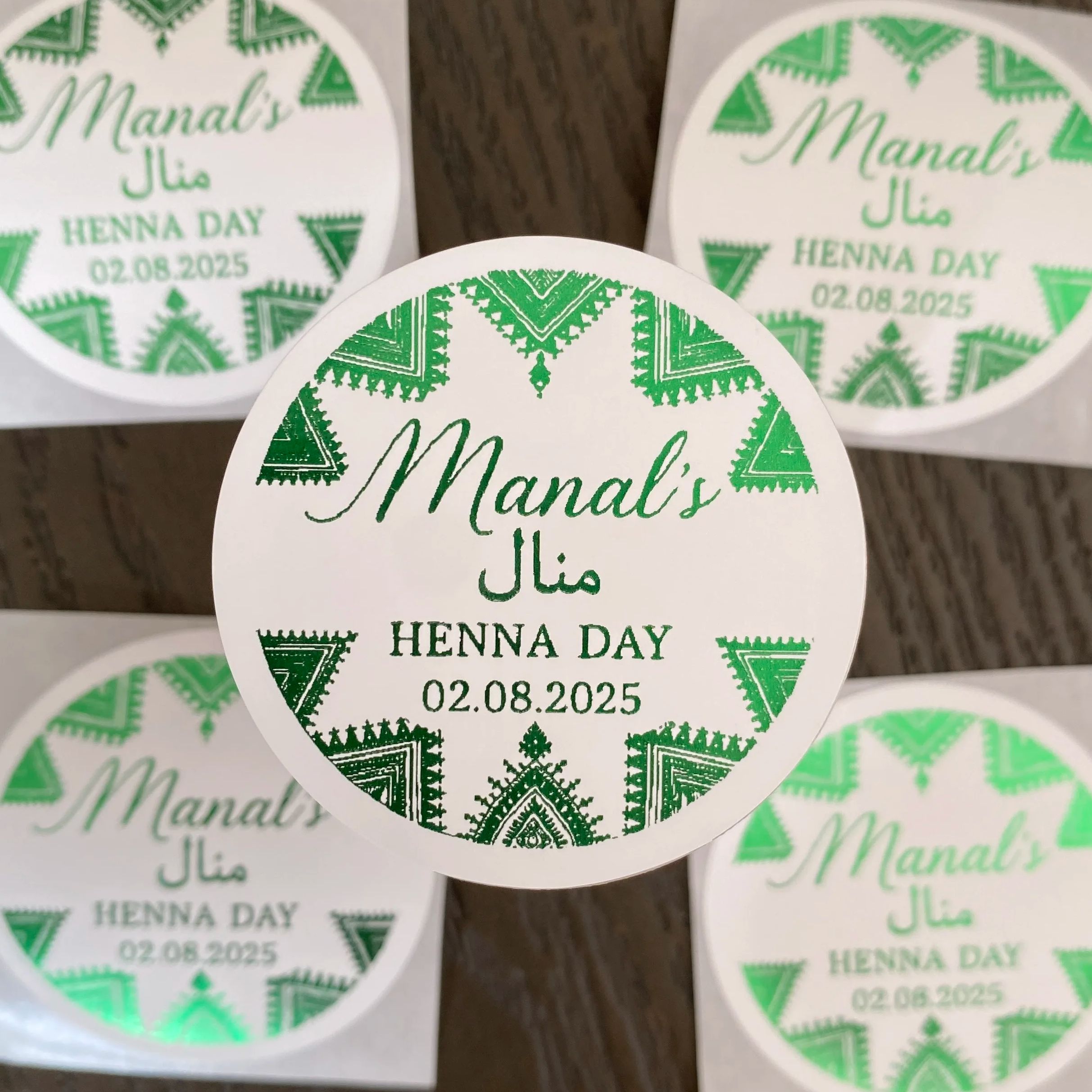 グリーンメヘンディデコレーションコットンヘナウェディングカス - Personalised Candle Label のレビューと価格