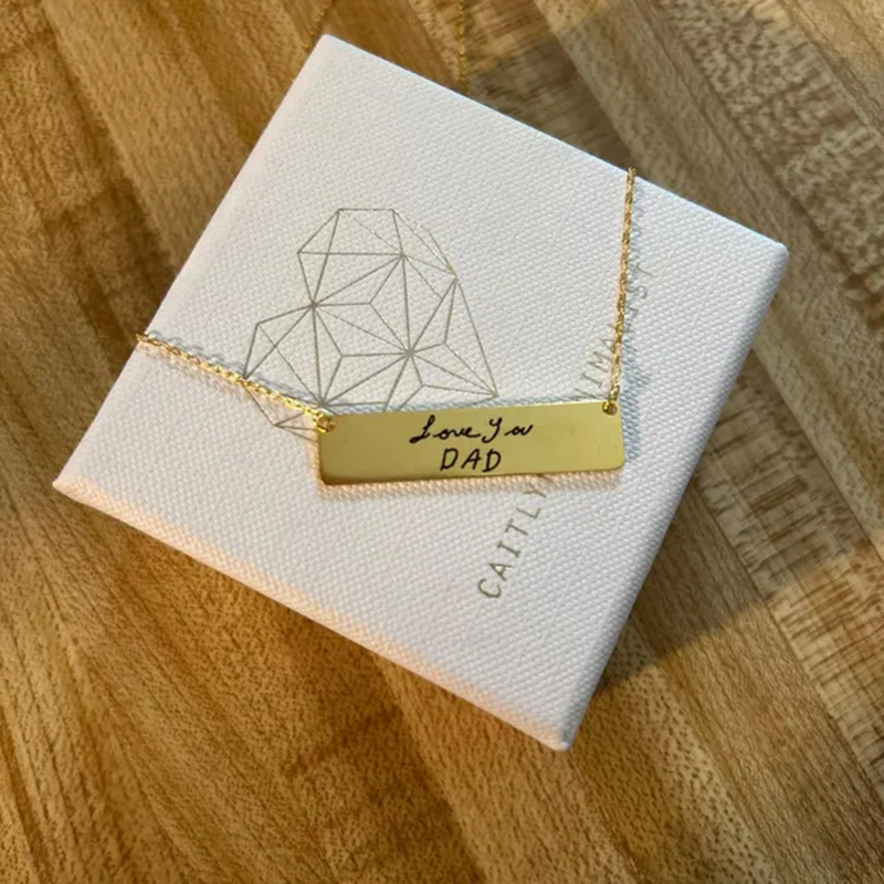 女性のためのパーソナライズされたステンレス鋼のネックレス,手 - Handwriting Necklace Bar のレビューと価格
