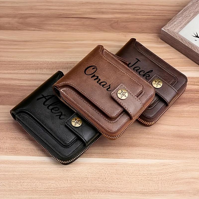 カスタム名メンズ財布ギフトスタイリッシュなブラウンフェイクレ - Personalized Name Box のレビューと価格