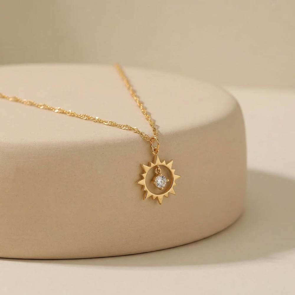 カスタムヴィンテージサンネックレス ステンレス製 ミニマリス - Birth Flower Necklace のレビューと価格
