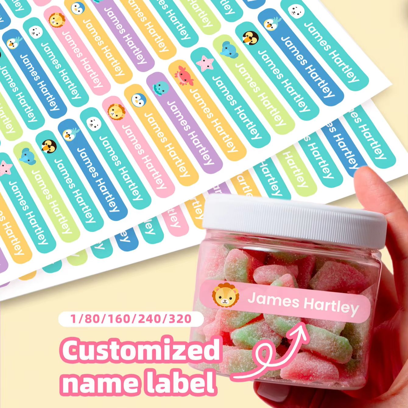 1-320枚のカスタム漫画名前ステッカー、防水パーソナライズ - Personalized Name Box のレビューと価格