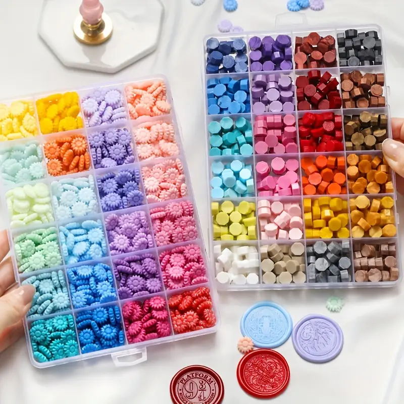600個ボックスシーリングワックスビーズ、24グリッド八角形 - Wax Seal Letter Kit のレビューと価格