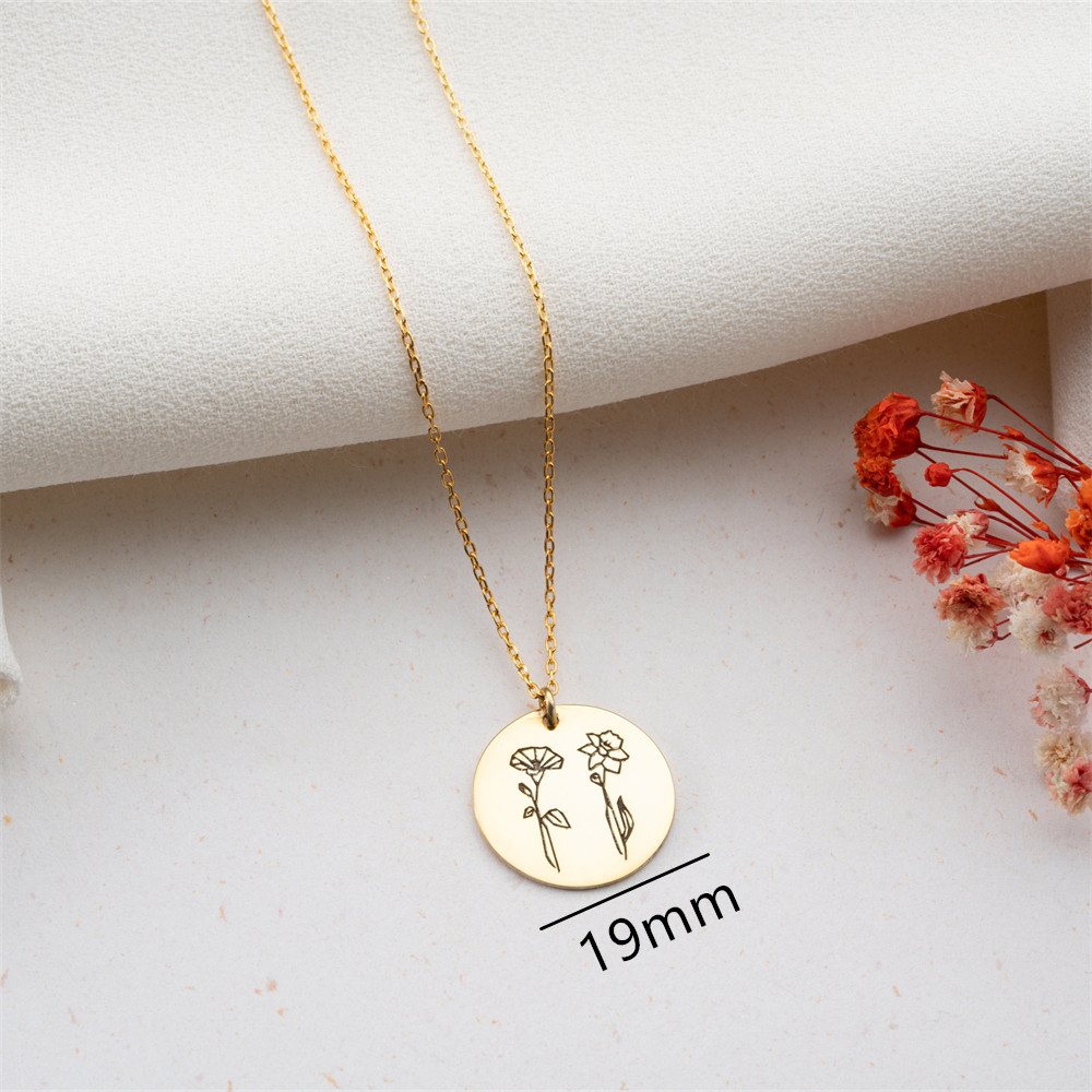 家族の誕生花ネックレスカスタム彫刻花複数の誕生花ネックレスク - Birth Flower Necklace のレビューと価格