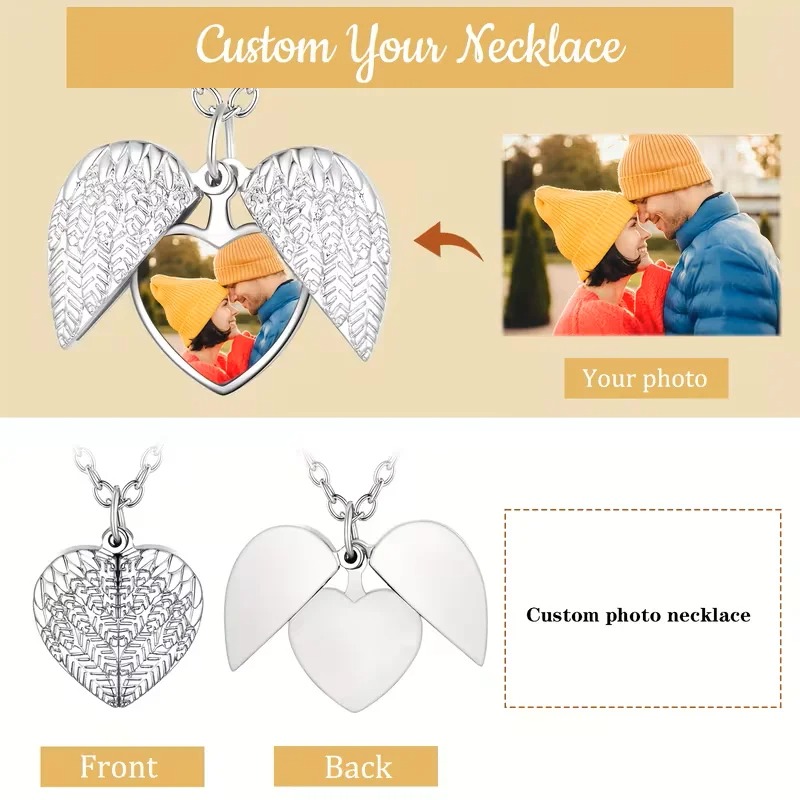 カスタム写真ハートロケットネックレスパーソナライズされた写真 - Name Necklace Custom のレビューと価格