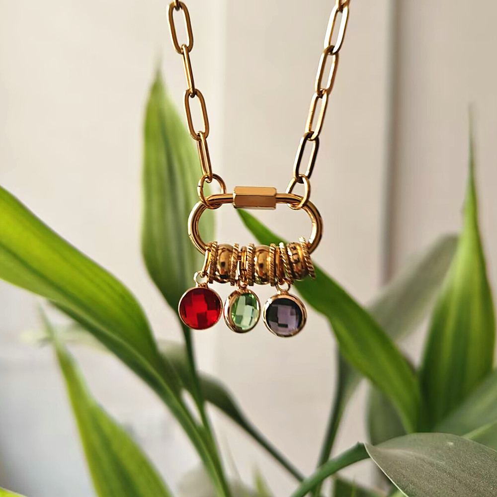 パーソナライズされたカラビナネックレス,パーソナライズされた - Birth Flower Necklace のレビューと価格