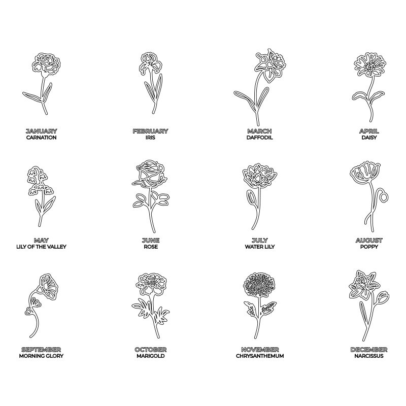 カスタムフラワーイニシャルレターペンダントネックレス　パーソ - Birth Flower Necklace のレビューと価格
