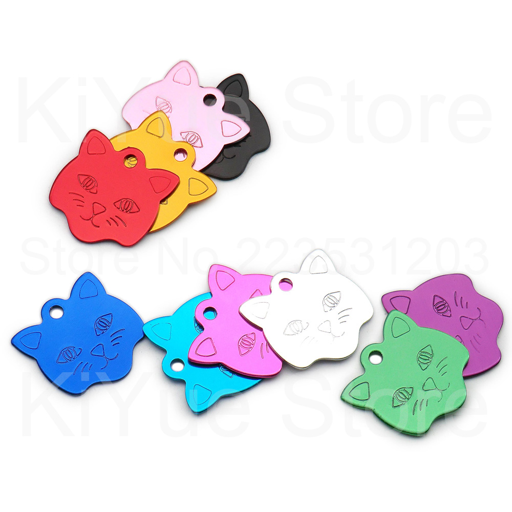 100個入り カスタム刻印 猫顔の迷子防止ネームタグ、パーソ - Name Necklace Custom のレビューと価格