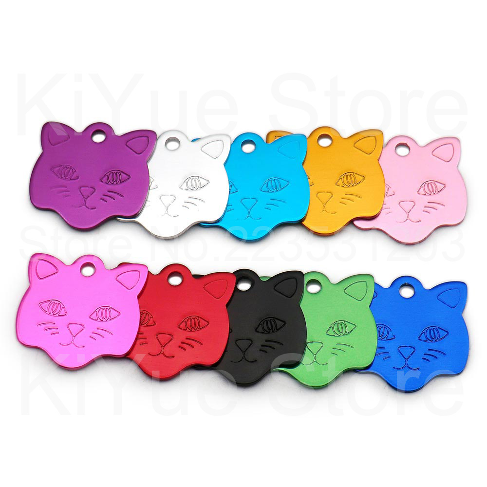 100個入り カスタム刻印 猫顔の迷子防止ネームタグ、パーソ - Name Necklace Custom のレビューと価格